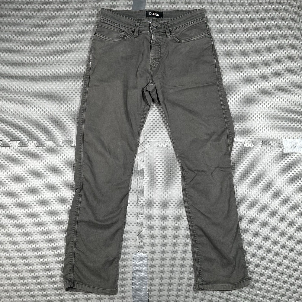 DU/ER Pants Mens 30x29* N2X Tapered Stretch 5 Pocket Duer Chino Gray Performance